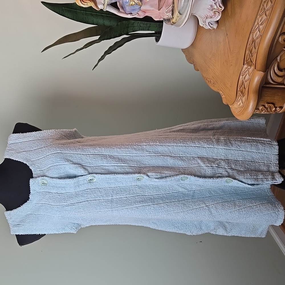 Vintage HERBCRAFT Blue Sleeveless Pinup Chenille House Dress